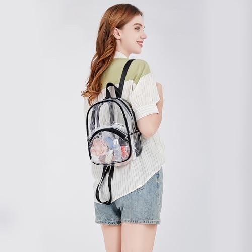 abshoo Clear Mini Backpack for Stadium Approved Transparent Backpacks for Girls Women Clear Bag for Concert Sport Events (Black)3