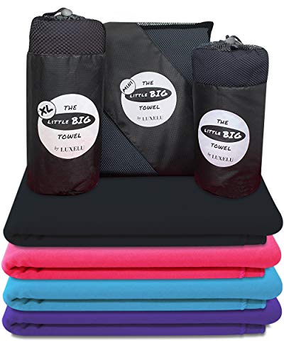 Luxelu Premium Microfiber Sports Towel/Travel Towel - Fast Drying Little Big Towel Available in XL, Large and Mini