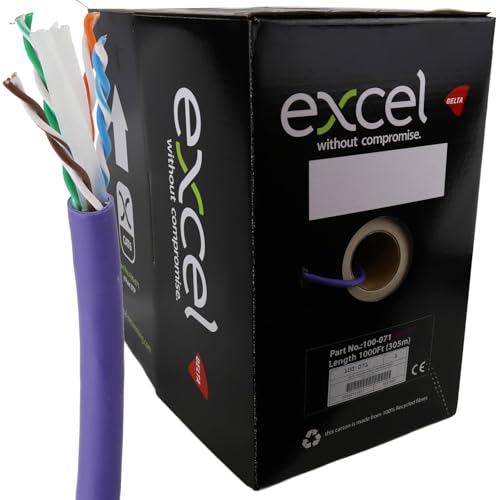 kenable Excel Copper Solid Cat6 Cable U/UTP 24AWG LSOH CPR Dca 305m Violet