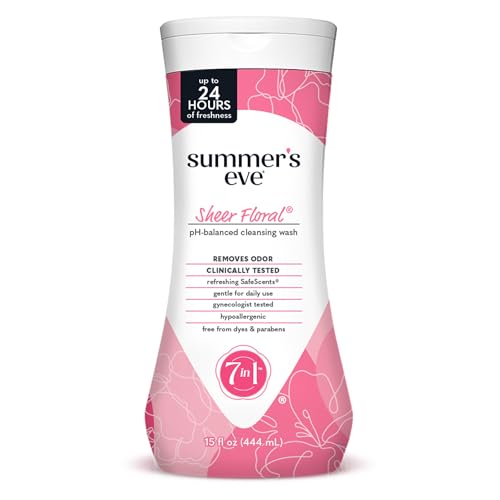 Image of Summer's Eve All-Over Daily Feminine Wash, Sheer Floral, 15 Fl Oz | Summers Eve Feminine Wash, Gentle pH-Balanced Body Wash for Women, Feminine Care to Remove Vaginal Odor, Gynecologist Tested
