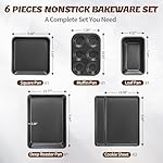 Baking Pans Set, Nonstick Bakeware Sets, Oven Pans for Cooking, AIVIKI 6 Pieces Baking Sheets Set Including Cookie Sheet, Deep Roaster Pan, Square Pan, Loaf Pan, Muffin Pan, Carbon Steel Baking Set - Image 2