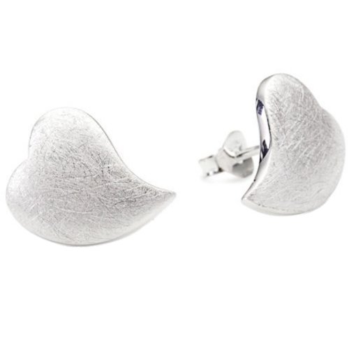 Preisvergleich Produktbild Vinani Ohrstecker Herz geschwungen gebürstet Sterling Silber 925 Ohrringe OHGG