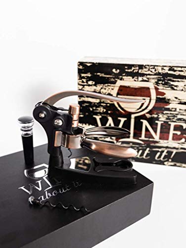 Wine About It Rabbit Wine Opener  Foil cutter vacuum seal cork bottle stopper stand replacement spiral worm box set  Easy lever rabbit-style corkscrew  2021 model  American designed