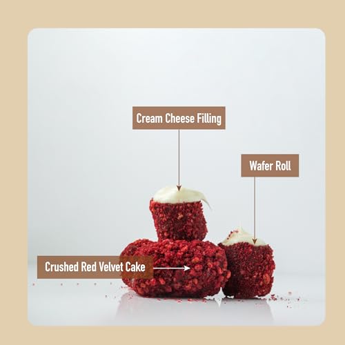 Image of Barquillo Premium Red Velvet Chocolate Pouch - 5 Pcs (100 gm) | Cheesecake Cream Filled Biscuit Roll imported | Dubai couverture taste | Festive Gift Pack Celebration specially for Festivals