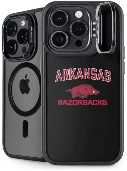 Skinit Kickstand Phone Case Compatible with iPhone 15 Pro Max - Officially Licensed University of Arkansas-Fayetteville Razorbacks Black Design