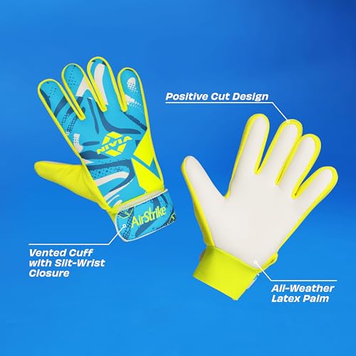 Nivia Air Strike Goalkeeper Gloves for Men & Women, PU Latex Gloves, Football Hand Gloves, (Black/Green) Small