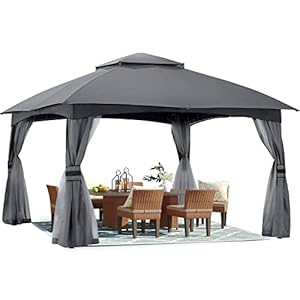 Abccanopy 10×12 outdoor gazebo patio gazebo with mosquito netting outdoor canopies for shade and rain for lawn garden backyard deck dark gray  urban country home decor