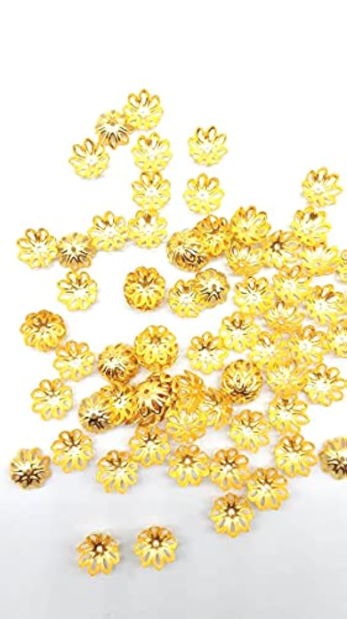 Crafteez Jewellery Making Small Beads Caps Gold, Pack of 100