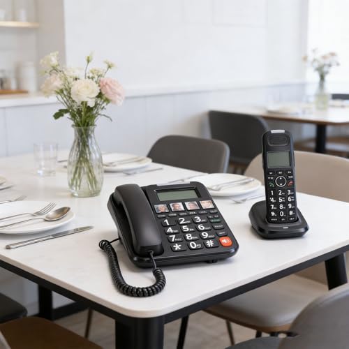 Sistema telefónico con cable y portátil, pantalla 3 pulg miniatura 4