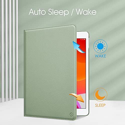 Image of Fintie Rotating Case for iPad 9th Generation (2021) / 8th Generation (2020) / 7th Gen (2019) 10.2 Inch - 360 Degree Rotating Stand Cover with Pencil Holder, Auto Wake Sleep, Sage Green