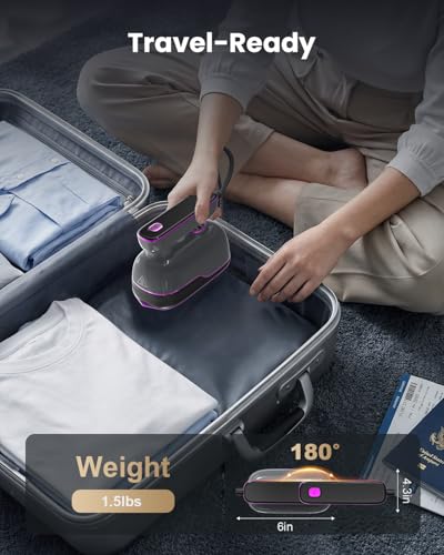 Image of Travel Steamer Iron for Clothes, Portable Handheld Garment Steamer with 6 Smart Modes, Strong Penetrating Steam, 180 Rotatable Handle, 150ml Large Tank for Home & Travel (Light Gray)