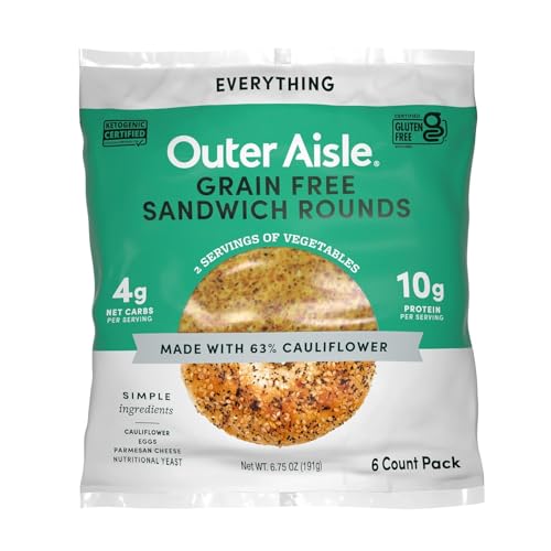 Generic - Outer Aisle Cauliflower Bread | Everything But The Carbs | Keto, Gluten Free, Low Carb Cauliflower 'Everything' Sandwich Breads | 12 Pack
