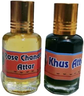 KAH ATTAR Fragrances For Rose Chandan & Khus Long Lasting Fragrance 12ml (Pack of 2)