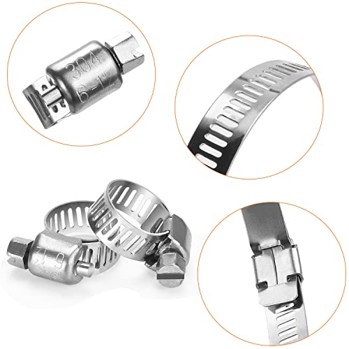 oumuik Pipe, Jubilee, Hose, Ducting Clips/Clamp Stainless Steel 6-12mm Adjustable 25 Pcs, Silver, pipe clamp-25 - Image 3