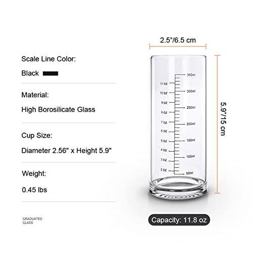 Vaso de vidrio medidor graduado 350 ml miniatura 5