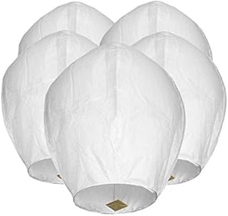 Maylai 5 Pack Handmade White Chinese Lanterns Flying Paper Lanterns Biodegradable Wish Sky Lanterns for Birthday Wedding Party Anniversary