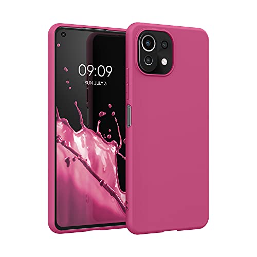 kwmobile Custodia Compatibile con Xiaomi 11 Lite (5G) NE/Mi 11 Lite (5G) Cover - Back Case per Smartphone in Silicone TPU - Protezione Gommata - rosa lampone
