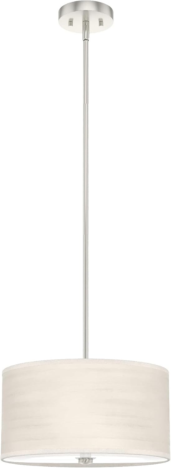 Hunter - Solhaven 2-light Bleached Alder, Medium Size Pendant Light, Dimmable, Modern Style, Drum Shaped, for Bedrooms, Kitchens, Dining, Living Rooms - 19243