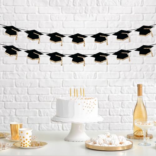 Image of Pre-Strung Graduation Banner - Grad Caps Party Banner Decoration