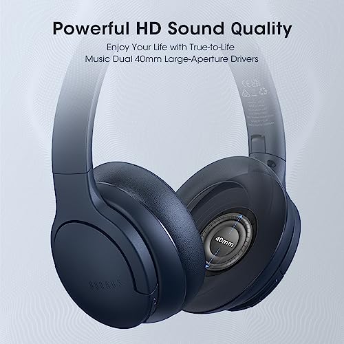 Image of DOQAUS Over-Ear Bluetooth Headphones with 90-Hour Playtime, 3 Professional EQ Modes, HiFi Deep Bass & HD Mic for Extended Travel, Gym Workouts & Daily Use