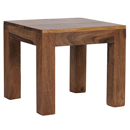 WOHNLING Table Basse en Bois Massif Sheesham Tableau 45 cm de Large Conception de Table de Salon de Style campagnard Brun foncé Cover