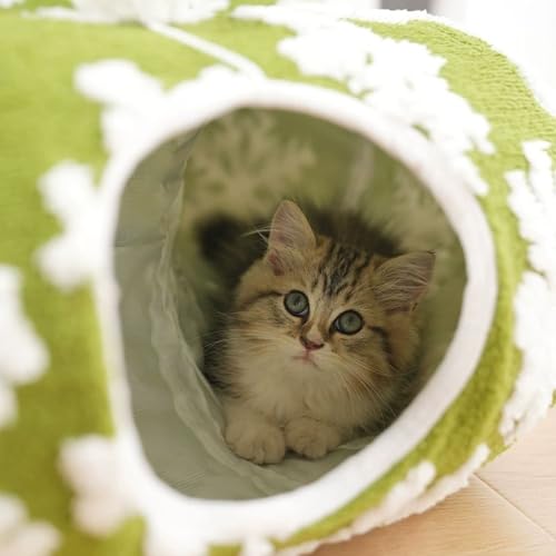 Cama Navideña con túnel para gatos de interior y enriquecimiento 7