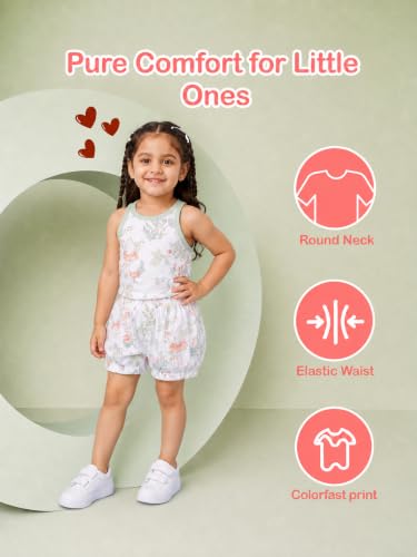 Image of Kidbea Kids Co-ord Set Printed Round Neck T-shirt /Top & Shorts Night Suit