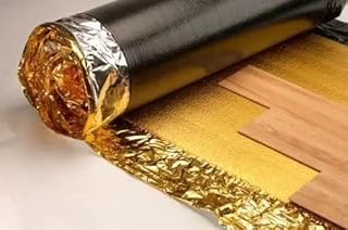 Grandmaster 5mm Sonic Gold Underlay Engineered for All Wood or Laminate Flooring, Acoustic & Damp Proof Membrane Great Sound & Heat Insulation --Roll Coverage:15m2--