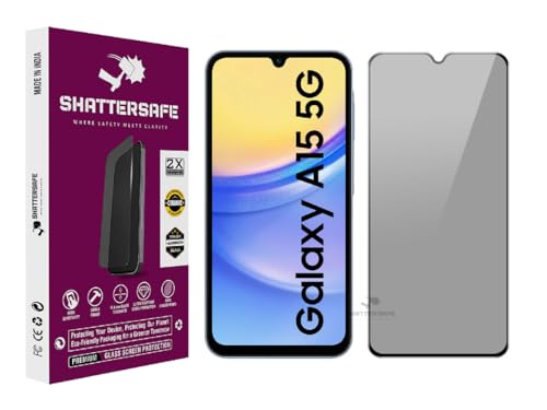 Image of Anti-Spy Privacy Tempered Glass Compatible For Samsung Galaxy A15 5G [Pack of 1]. 9H Hardness, Anti-Scratch, Edge-to-Edge Protection With Easy Installation Kit & Case Friendly Fit.
