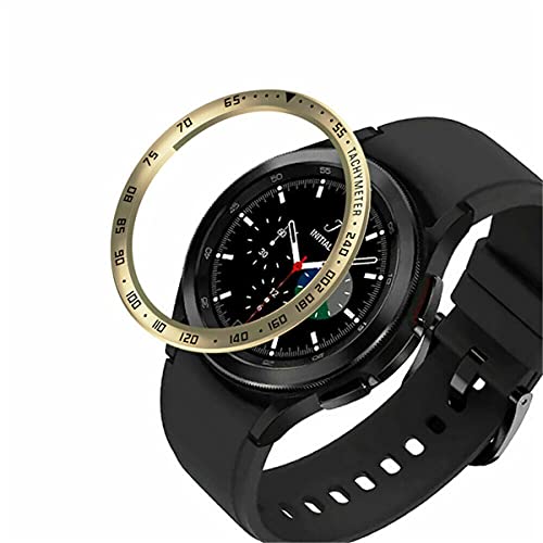 UBSS for Samsung Galaxy Watch 4 Classic 42mm 46mm Alloy Watch Bezel Ring Case Cover - Adhesive Cover Anti Scratch & Collision Protector Bezel Loop (46MM,L-Gold Speed Scale) Cover