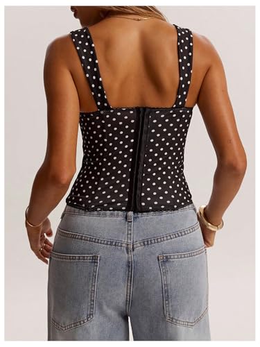 SOLY HUX Women's Polka Dots Corset Tops Y2k Sleeveless Bustier Going Out Crop Tank Top2