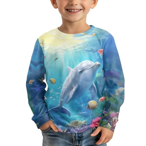 Image of Girls Cartoon Print Long Sleeve Graphic Tee Casual Crew Neck T-Shirts for 3-16 Years Little Girls