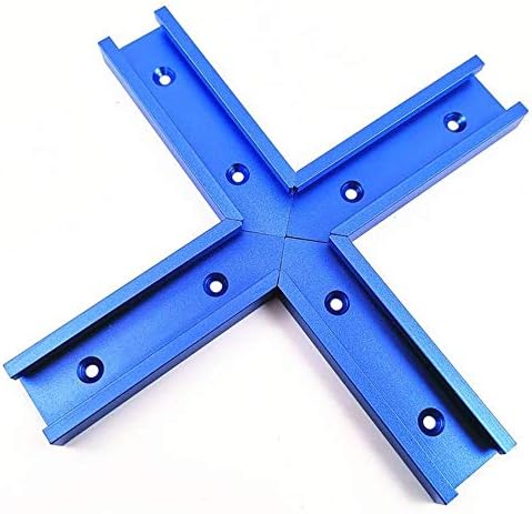 T Track Woodworking Intersection Kit Aluminum T-Tracks T-slot Slot Miter Track Jig Table Saw Accessaries (200mm A Cross Connector T Track Blue)