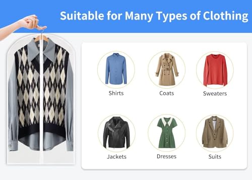 Image of Nibbler Pack of 2 Clothes Hanging Bag, Washable Plastic Wardrobe Storage Bag, Dust Cover Waterproof Closet Organizer (Pack of 2)