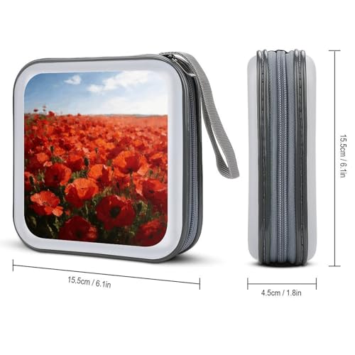 Funda para DVD de 40 unidades con estampado de amapolas rojas 3