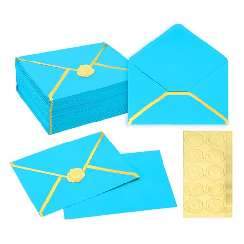Enveloppes A7 avec liseré doré chic 12,7x17,8cm papier bleu pour papeterie de prestige