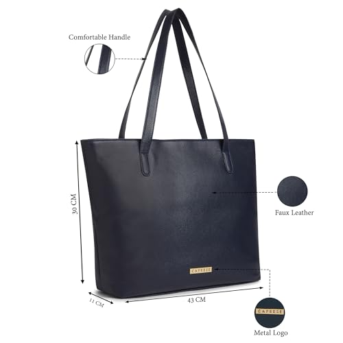 Image of Caprese Tarry 15.6 Inch Laptop Compatible Large Tote Bag for Women | Stylish, Durable, and Spacious with Multiple Compartments, Back Zipper Pocket for Work, Travel, and Everyday Use