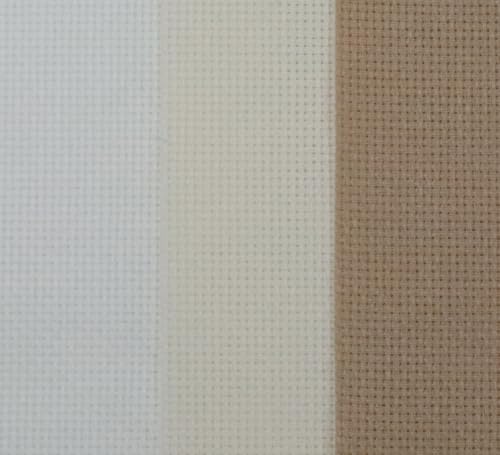 Image of KCS 3 pc of 15 inch x 18 inch(38cmx45cm) 16 Count Cross Stitch Cotton Aida Cloth Needlework Rolled Fabric Box,16CT,Antique White +Cream+Khaki
