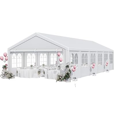 YITAHOME 20x40FT Party Tent Heavy Duty Wedding Tent Event Shelters Outdoor Canopy Upgraded Galvanized Steel Carport with Removable Sidewall Windows for Commercial and Parties (White)