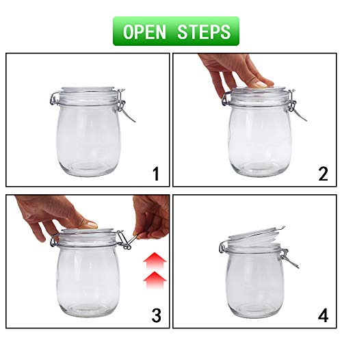 Yeboda 24Oz Food Storage Canister Glass Jars With Clamp Airtight Lids And Silicone Gaskets For Multi-Purpose Kitchen Containers - Clear Round (4 Pack) #TOP3