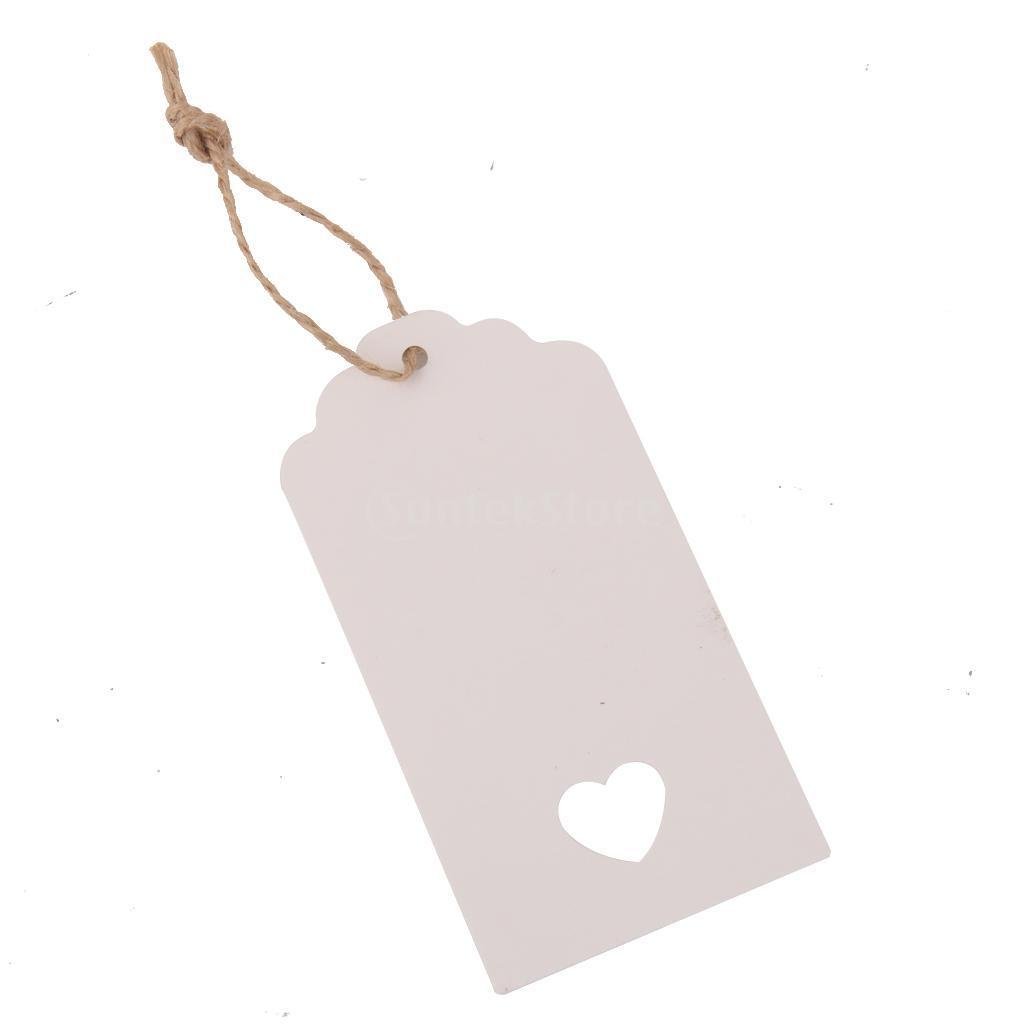 AKA® 100PCS Christmas Kraft Paper Gift Tags Price Wedding Scallop Label Blank Luggage (Rectangular-White)