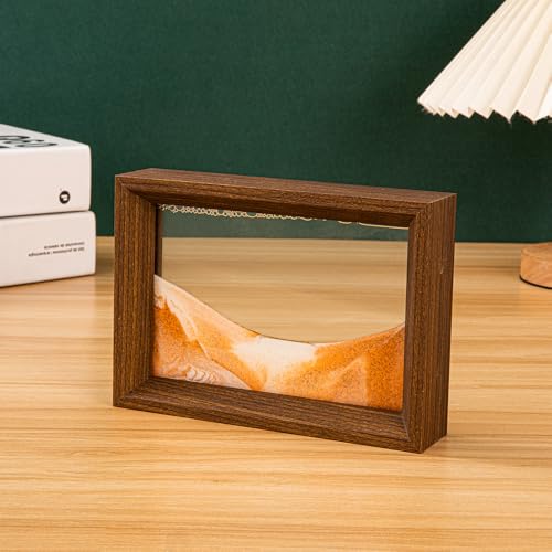 AzureLeap Pittura di Sabbia che Scorre 3D Paesaggio Marino Cornice in Legno Giallo-6