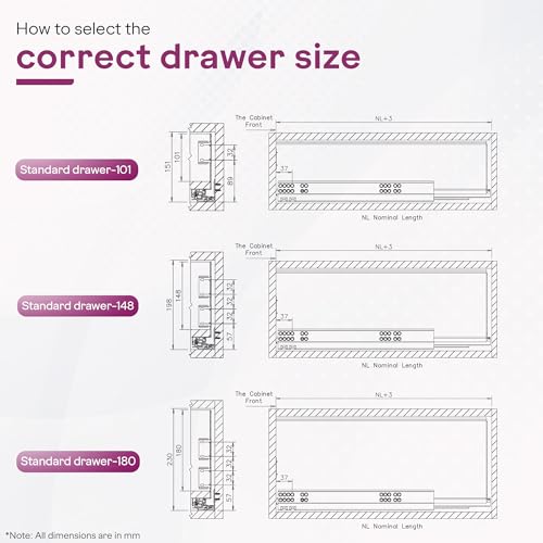 Image of Godrej Kitchen Fittings| Soft Close Slim Drawer Slides | 35 Kg Load Capacity | 3D Three-Way Adjustment Clips | for Kitchen Cabinets & Modular Furniture | Available in 8 X 12 inch, Black