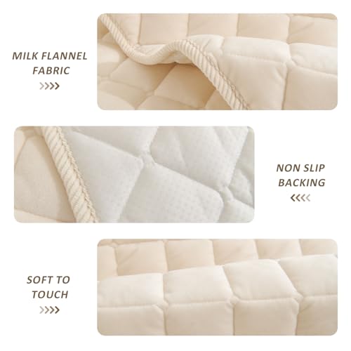 GKXLH New Sofa Cover Washable - Soft Milk Fleece Sofa Covers 1 2 3 Seater, Non-Slip Sofa Slipcovers, Couch Covers for Sectional Sofa, Corner Sofa Cover L Shape Furniture Protector (Beige, 70x150cm) - Image 7