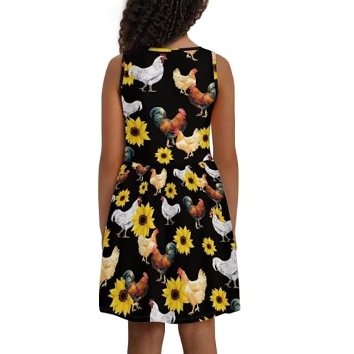 Little Girl Sleeveless Dress Comfy Sundress with Pockets for Kids Girls 4-14 Years Old3