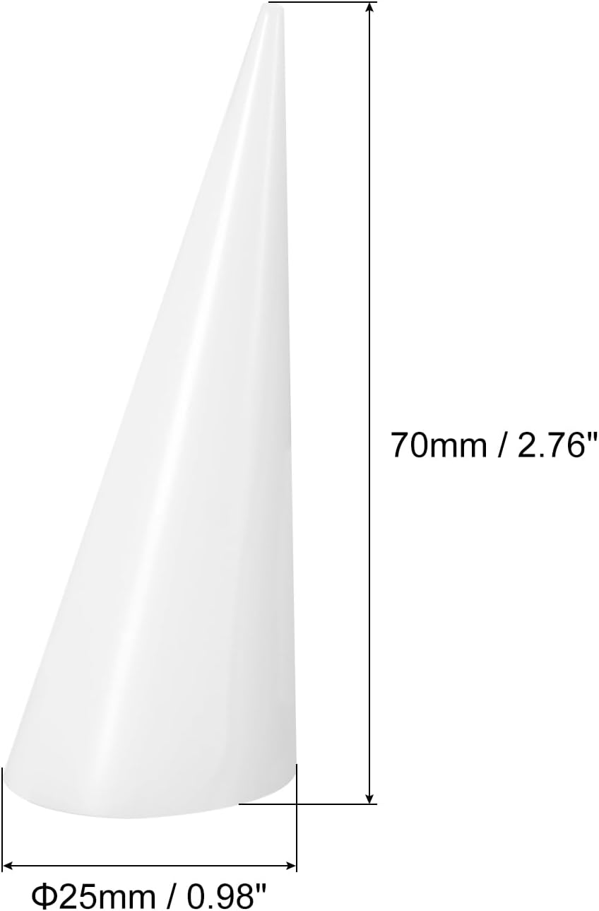 uxcell 10Pcs Acrylic Ring Display Holder Solid Cone Shape Jewelry Showcase Stand Wedding Rings Organizer for Jewelry Store Bedroom (White)