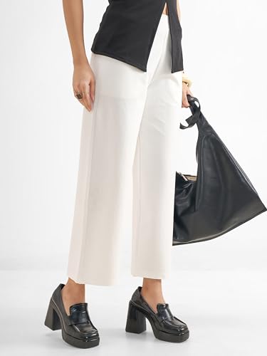 Image of Tokyo Talkies Wide Leg Relaxed fit Cullotes |Ultra Soft, Elasticated, High Waist, Wrinkle Free Trousers |All Day Wear