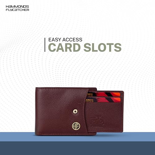 HAMMONDS FLYCATCHER Wallet for Men Leather Original, Mens Wallet, Leather Wallets for Men Stylish, Bi-Fold Wallets for Man, 5 Card Slots, Easy Access Card Slots, Coin Pocket, Gift for Mens - Redwood