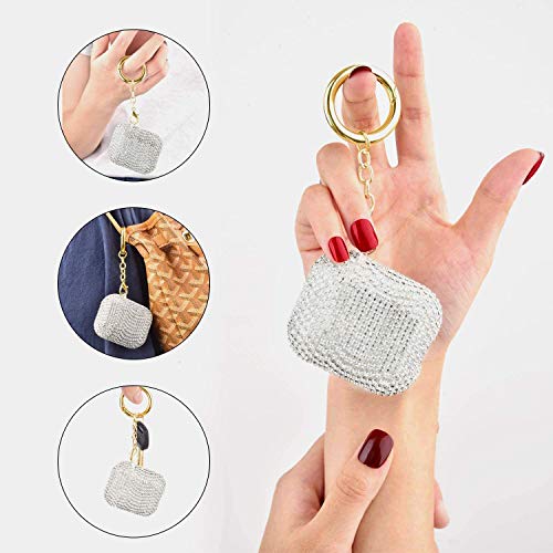 Luxurious Shining Rhinestone Diamante Apple Airpods Case, Bling Sparkle Protective Cover Carrying Mickey Ball Keychain For Airpods 2Nd & 1St Gen,Shockproof Anti-Scratch Anti-Dust (Silver) #TOP4