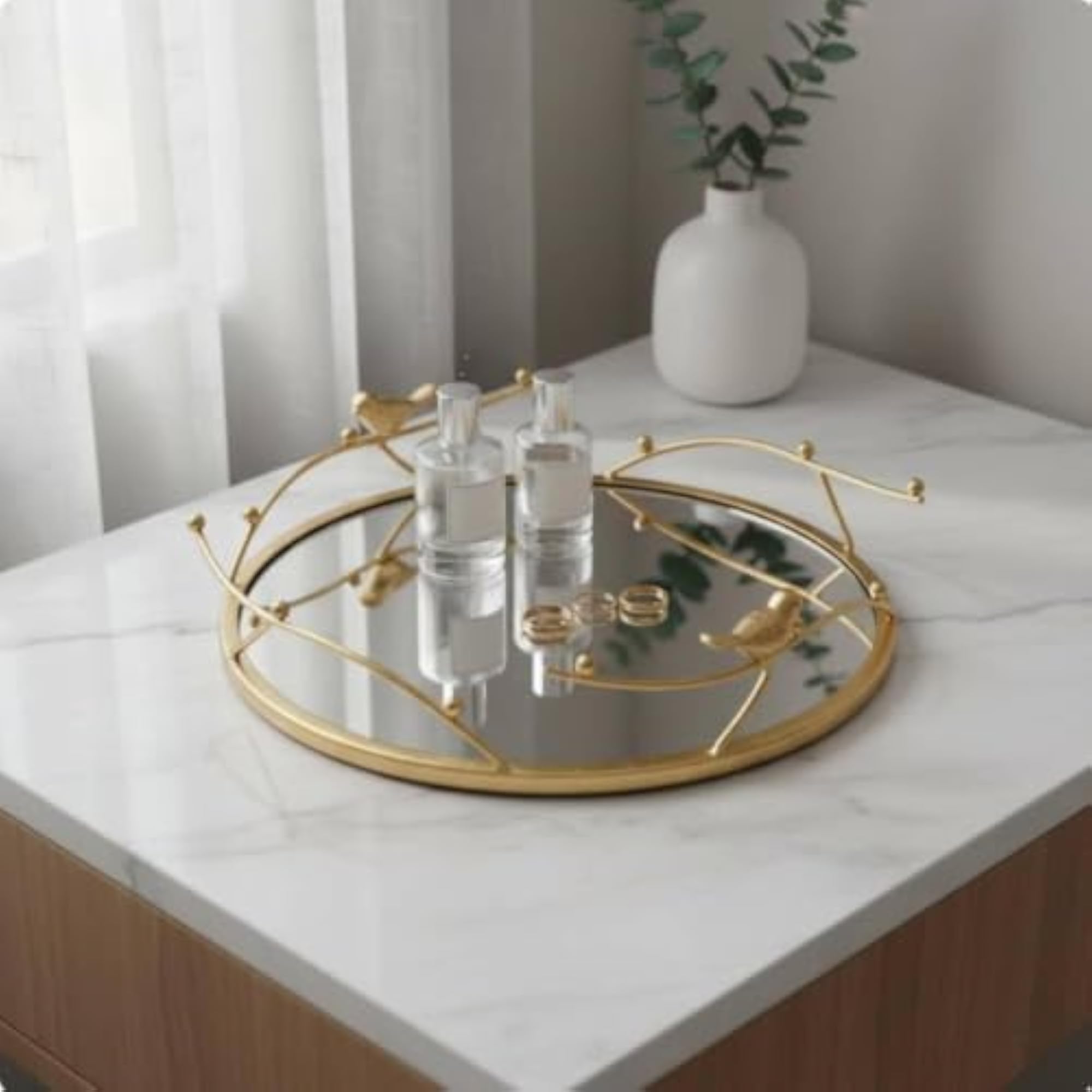 Nordic Design Acrylic Mirror Storage Tray, Elegant Organizer